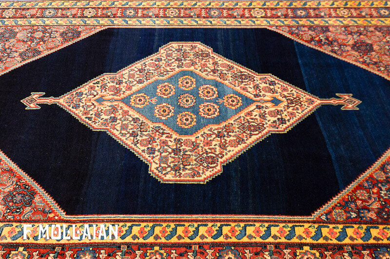 Antique Persian Senneh Multicolored Rug with Night Blue Field n °: 94917299